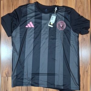AdidasMiami MESSI  Black and Gray Jersey with Pink Emblem